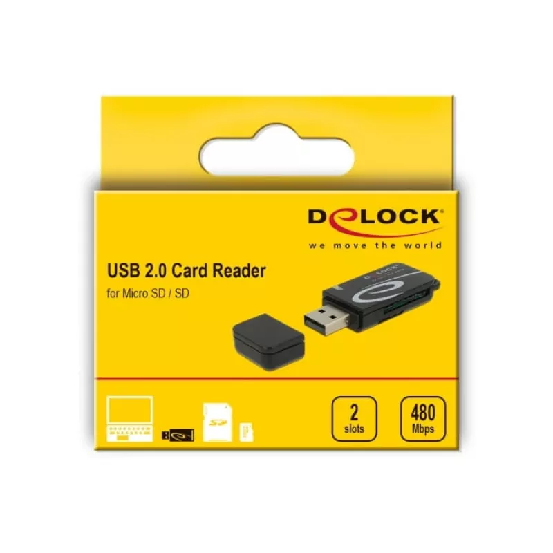 Karšu lasītājs DeLOCK Mini USB 2.0 ar SD un Micro SD slotu