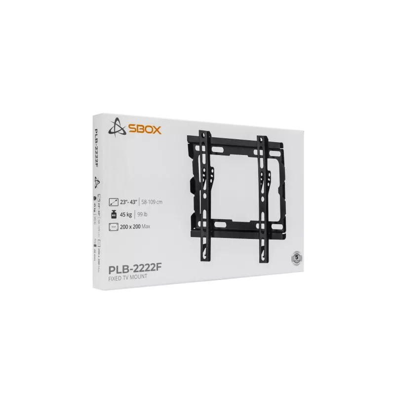 SBOX PLB-2222F-2 TV sienas stiprinājuma kronšteins 23–43 kg, VESA 200x200