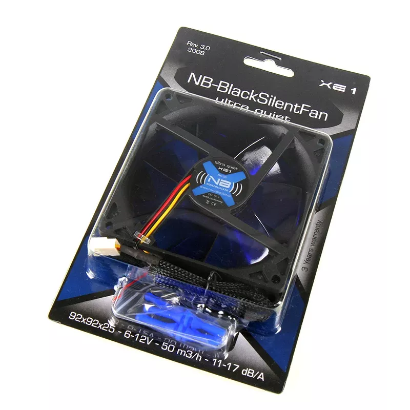 Computer Case Fan NoiseBlocker MelnsSilentFan XE1 92 mm, 1500 RPM, 17 dB, 50 m³/h, 4 V, Melns