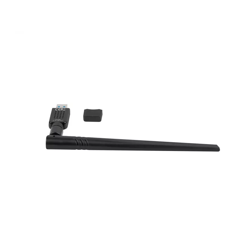 Iekšējā WLAN karte LANBERG NC-1200-WIE — Divu joslu USB WLAN adapteris, RTL8812BU, līdz 1200 Mbit/s, ārējās 2x2 antenas (5 dBi), melna
