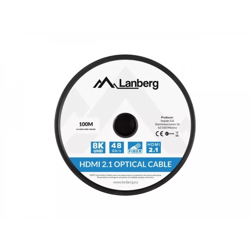 HDMI kabelis Lanberg CA-HDMI-30FB-1000-BK 100m Melns
