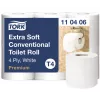 Tualetes papīrs Tork Premium Extra Soft Conventional T4 — 4-kārtu ruļļi 9,7 cm x 19,1 m, 6 gab. iepakojumā