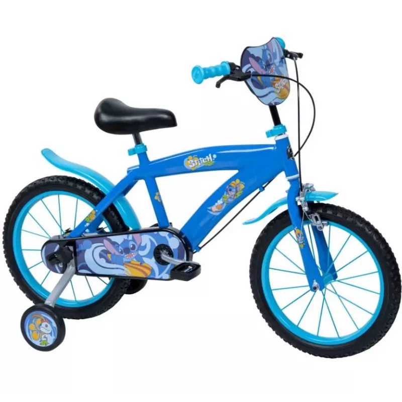 Bērnu velosipēds HUFFY Disney Stitch 16 collas ar mācību riteņiem, kājas bremze