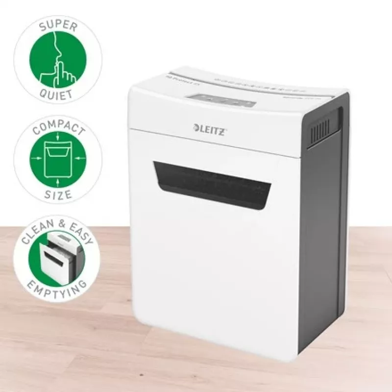Leitz IQ Protect Premium papīra smalcinātājs 8X P4, 4 x 40 mm, 14 L, 125 loksnes, 55 dB, skārienjutīga vadība, 8 loksnes
