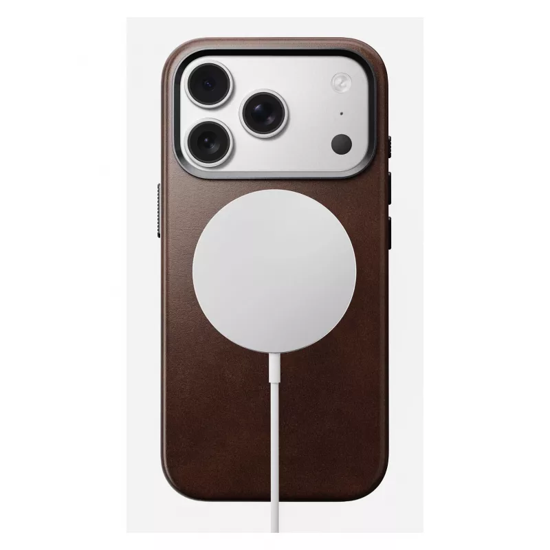 Mobilā tālruņa vāciņš Nomad Traditional Leather vāciņš iPhone 17 Pro, ādas mikrošķiedras, piemērots 6,3 collu (16 cm), brūns