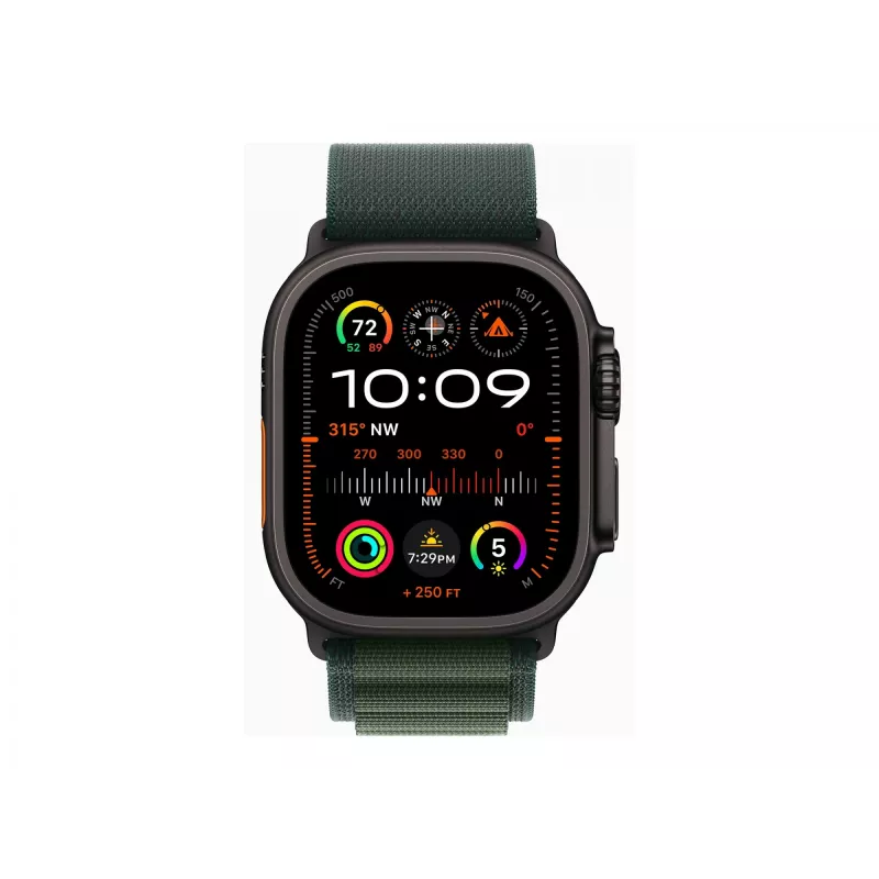 APPLE Watch Ultra 2 GPS + Cellular 49mm Black Titanium Case ar Dark Green Alpine Loop - Liels