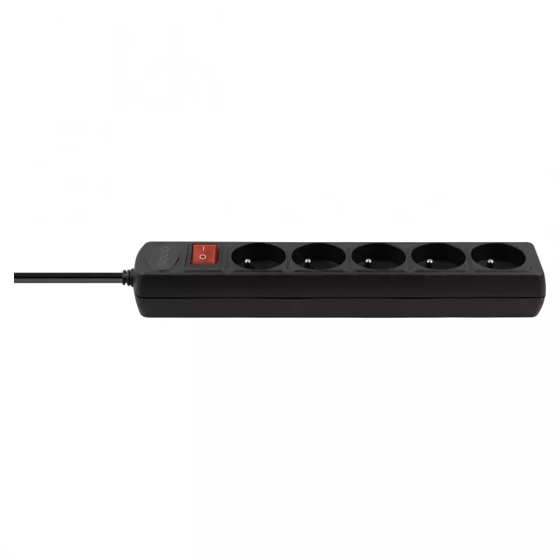 Strāvas pagarinātājs SAVIO LZ-16 — 1,8 m kabelis, 5 maiņstrāvas ligzdas, iekštelpām, 210–250 V, 50 Hz, 2500 W, melns