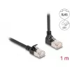 DeLOCK RJ45 tīkla kabelis Cat.6A S/FTP plāns 90° uz augšu vērsts leņķveida 1 m melns