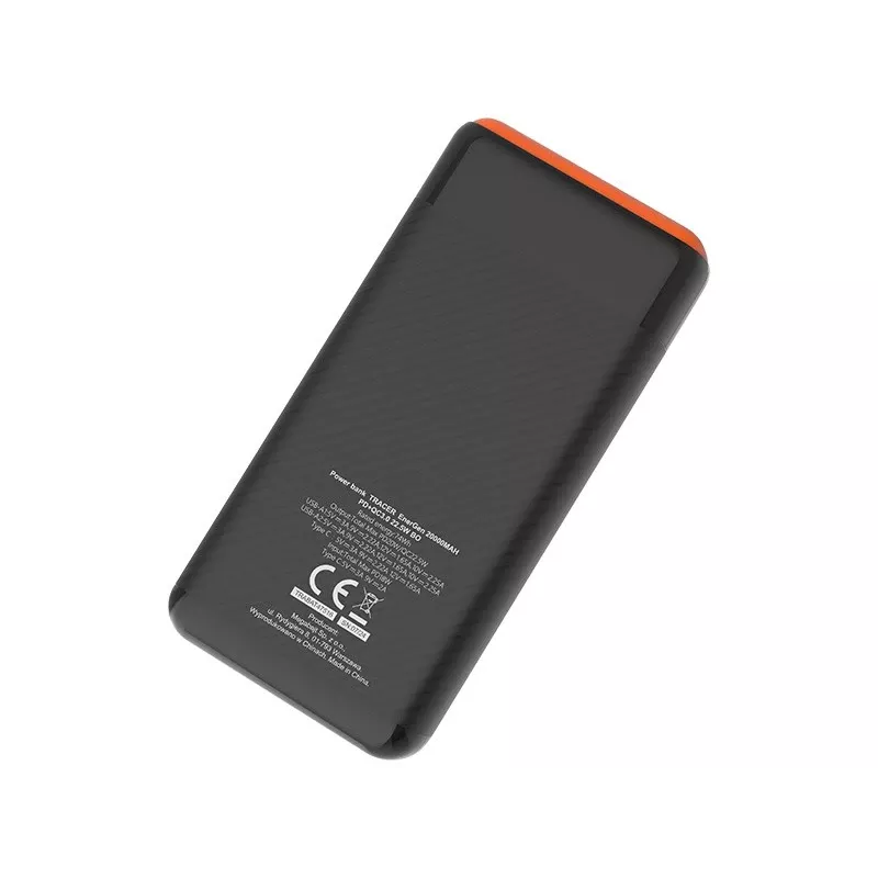 Portatīvais lādētājs TRACER EnerGen 20000 mAh, Power Delivery 20W, USB-C ieeja, 2×USB-A izejas, 3 ierīču atbalsts, oranžs