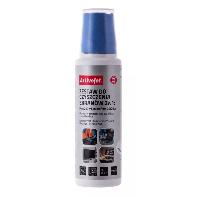 Aprīkojuma tīrīšanas sausās drānas un šķidrums ActiveJet AOC-269, mikrošķiedras lupatiņa 200x200 mm, 250 ml aerosols, 2 gab.