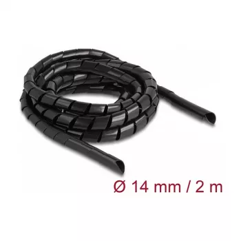 DeLOCK spirālveida šļūtene elastīga 2 m x 14 mm melna polietilēns