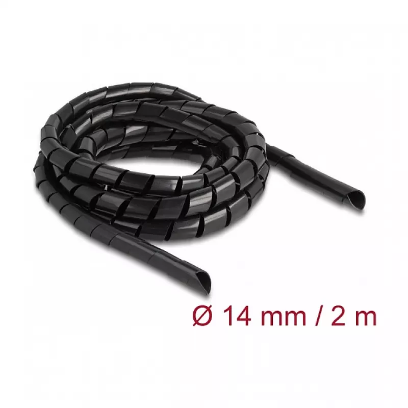 DeLOCK spirālveida šļūtene elastīga 2 m x 14 mm melna polietilēns