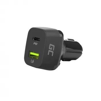 Automašīnas mobilās ierīces lādētājs zaļa Cell CAD33, 42 W, USB-C PD + USB-A QC3.0, 12/24 V ieeja, 5–12 V izeja