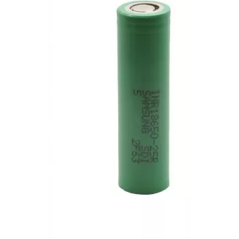 Uzlādējama Li‑Ion 18650 baterija Samsung INR18650-25R 2500 mAh augstas strāvas plakanais kontakts