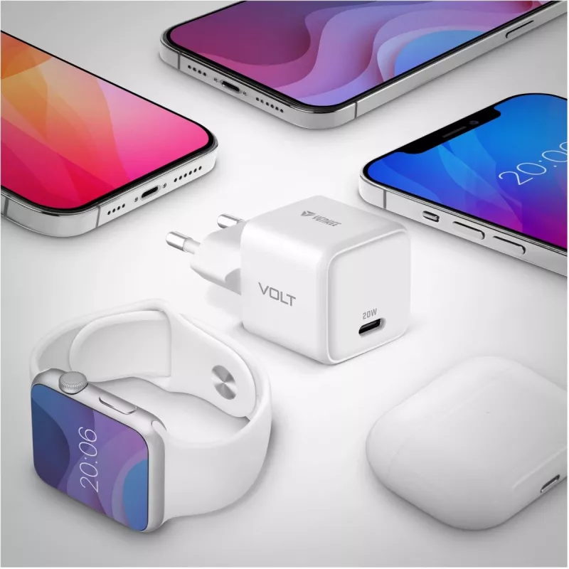 USB‑C sienas lādētājs YENKEE YAC G20 20W 3A Power Delivery