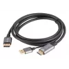 Lanberg CA-HDDP-20CU-0018-BK video kabeļa adapteris 1.8 m DisplayPort HDMI + USB melns, sudraba