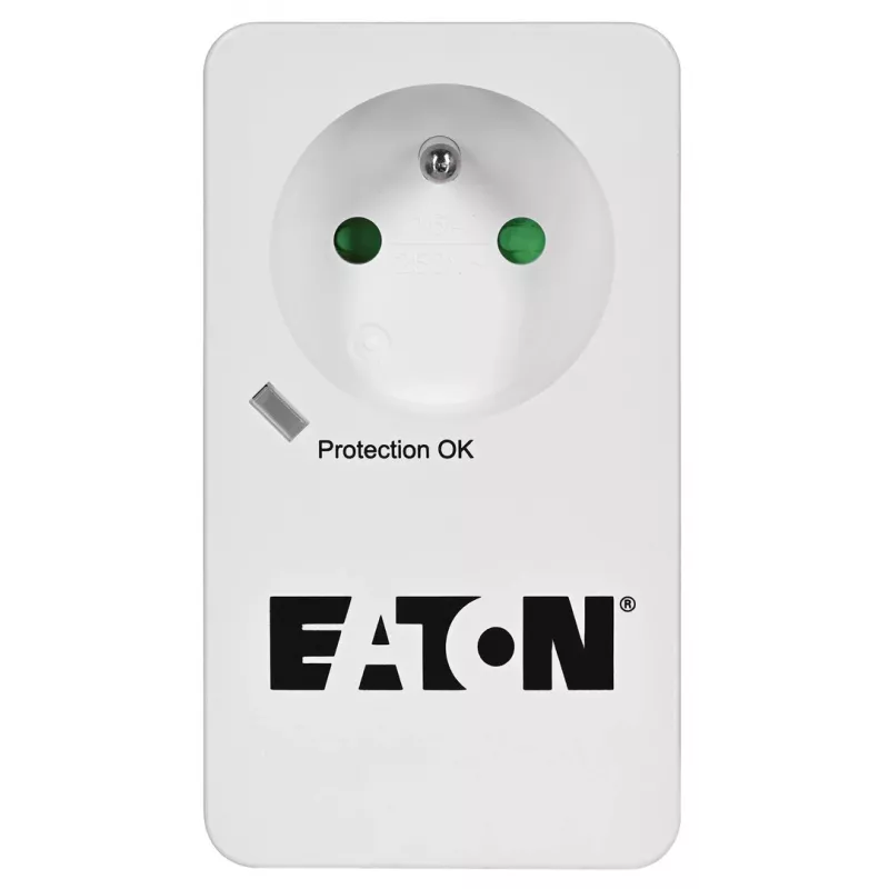 Pārsprieguma aizsardzības kārba Eaton Protection Box 1 FR — 1 Type E kontaktligzda, 220–250 V, 16 A, 4000 W, melna, kompakta