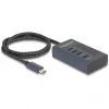 DeLOCK 64189 USB centrmezgls Type-C 10000 Mbit/s zils metāls