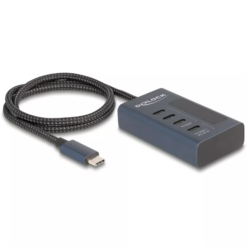 DeLOCK 64189 USB centrmezgls Type-C 10000 Mbit/s zils metāls