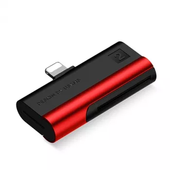 USAMS US-SJ430 SD/microSD karšu lasītājs ar Lightning savienotāju, sarkans