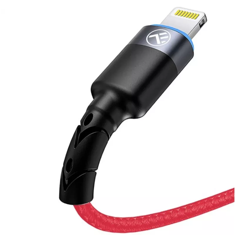 USB uz Lightning datu kabelis Tellur, 3A, 1,2 m, LED indikators, sarkans