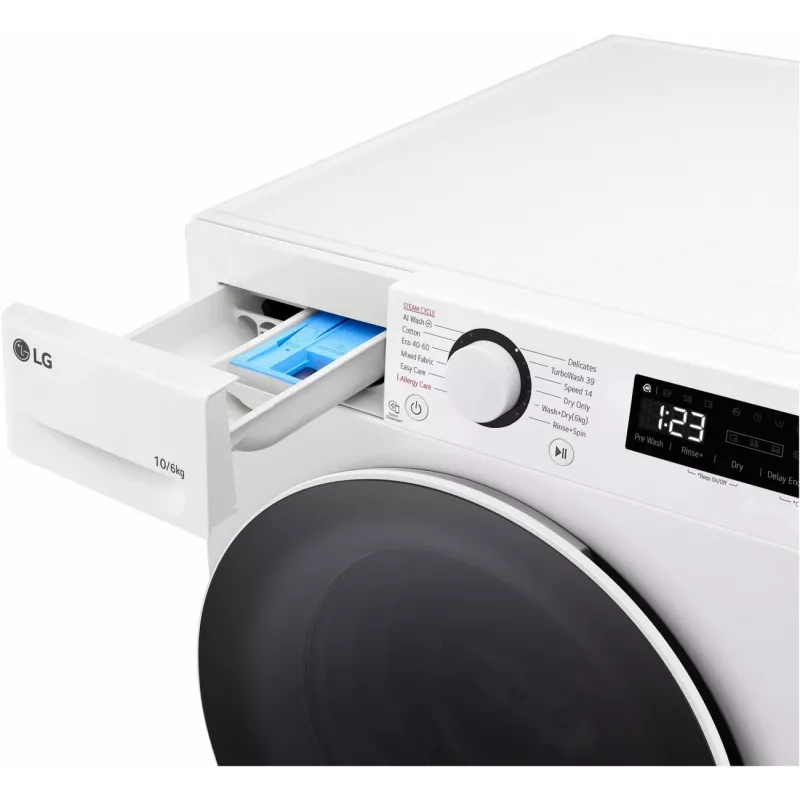 LG F4DR510S0W veļas mazgājamā mašīna ar žāvētāju 10 kg 1400 apgr./min Balta