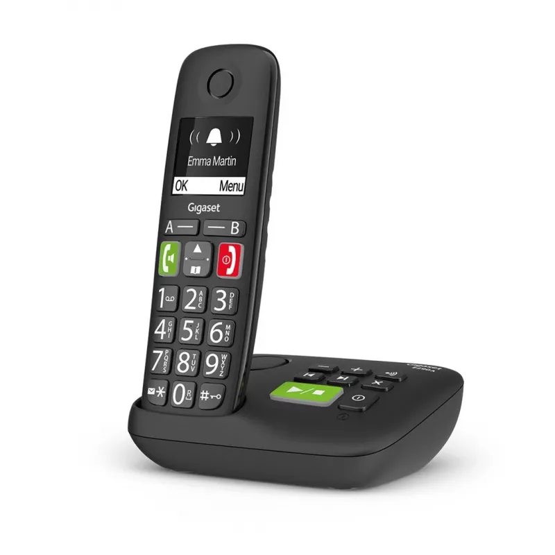 Gigaset E290A Analog/DECT tālrunis ar zvanītāja ID, melns