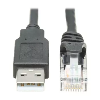 EATON TRIPPLITE USB-A–RJ45 spoles konsoles kabelis vīr./vīr. - Cisco saderīgs 250 Kb/s 6 pēdas 1,83 m melns (U009-006-RJ45-X)