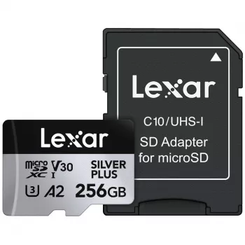 Atmiņas karte microSD 256GB C10 A2 U3 V30 205/150MB/s Silver Plus