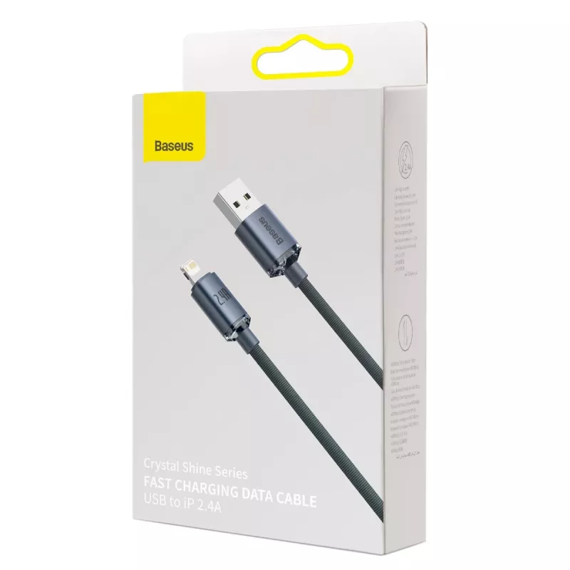 Baseus Crystal Shine kabelis USB uz Lightning, 2,4A, 2m (melns)