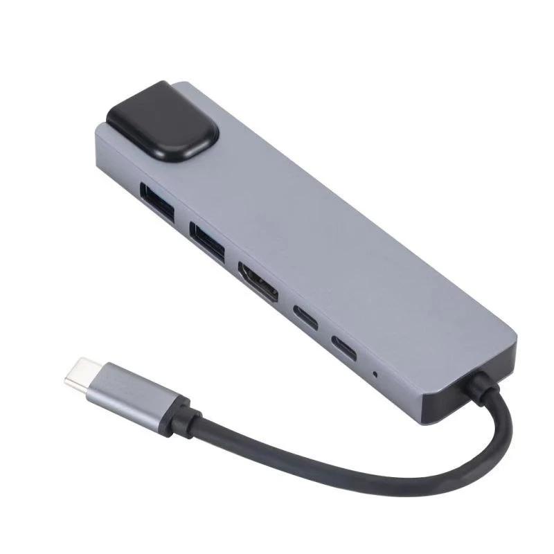 GEMBIRD USB Type-C 6-in-1 multi-port adapter A-CM-COMBO5-06 — HDMI, PD 54W, Gigabit LAN, 2× USB-A, Type-C (5 Gbit/s)