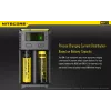 Bateriju lādētājs Nitecore NEW i2 — 2 vietu lādētājs LiFePO4, Li-Ion, NiMH baterijām; ieeja 100–240V; izeja 9–12V; piemērots AAAA/C/D/AAA/AA; melns