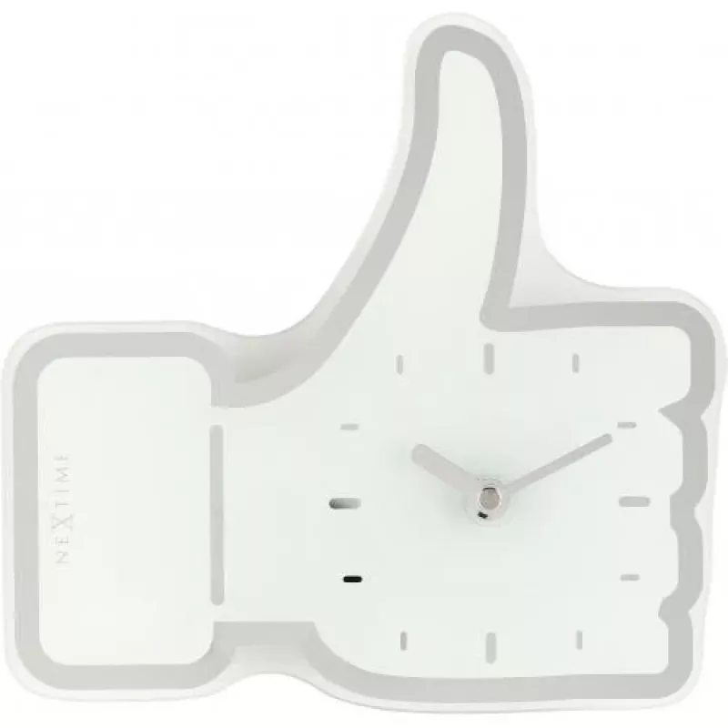 NeXtime pulkstenis 5185wi Mini Thumbs Up, 20,5x21 cm, sienas, balts/sudrabs