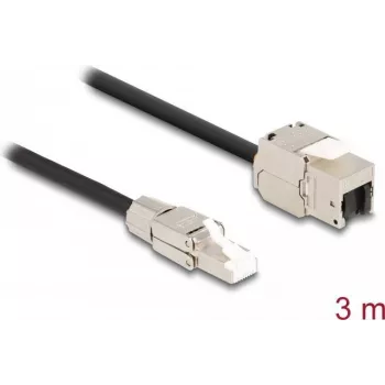 DeLOCK kabelis RJ45 spraudnis montāžai uz lauka uz Keystone moduli RJ45 ligzda Cat.6A 3 m