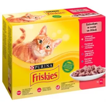 Friskies Mix gaļa — mitrā kaķu barība — 12 x 85 g