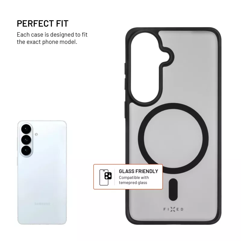 Fixed MagMisty | Aizmugures vāciņš | Samsung | Galaxy S26 | Polikarbonāts/TPU | Melns