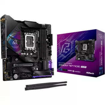 Mātesplate ASRock Phantom Gaming Z890M Riptide WiFi — Intel Z890, LGA1851, microATX, DDR5, 4x DIMM, 256GB, Wi‑Fi 6E, 2.5Gb LAN