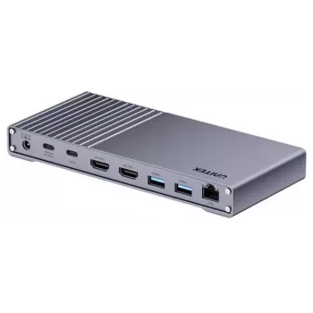 Dokstacija Unitek USB4 40 Gb/s 14-in-1 — USB-C, 3× USB 10 Gbps, 2× USB 5 Gbps, 2× HDMI, RJ45, barošanas padeve ar 120 W strāvas adapteri