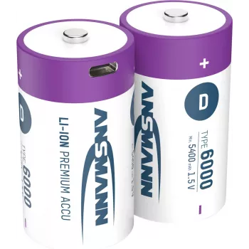 1314-0005 Li-Ion uzlādējamās baterijas Mono D tips 6000 min. 5400 mAh 2 gab. iepakojumā - Baterija - Mono