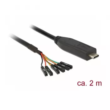 Seriālais kabelis DeLOCK 63946 USB 2.0 Type-C 2m Melns