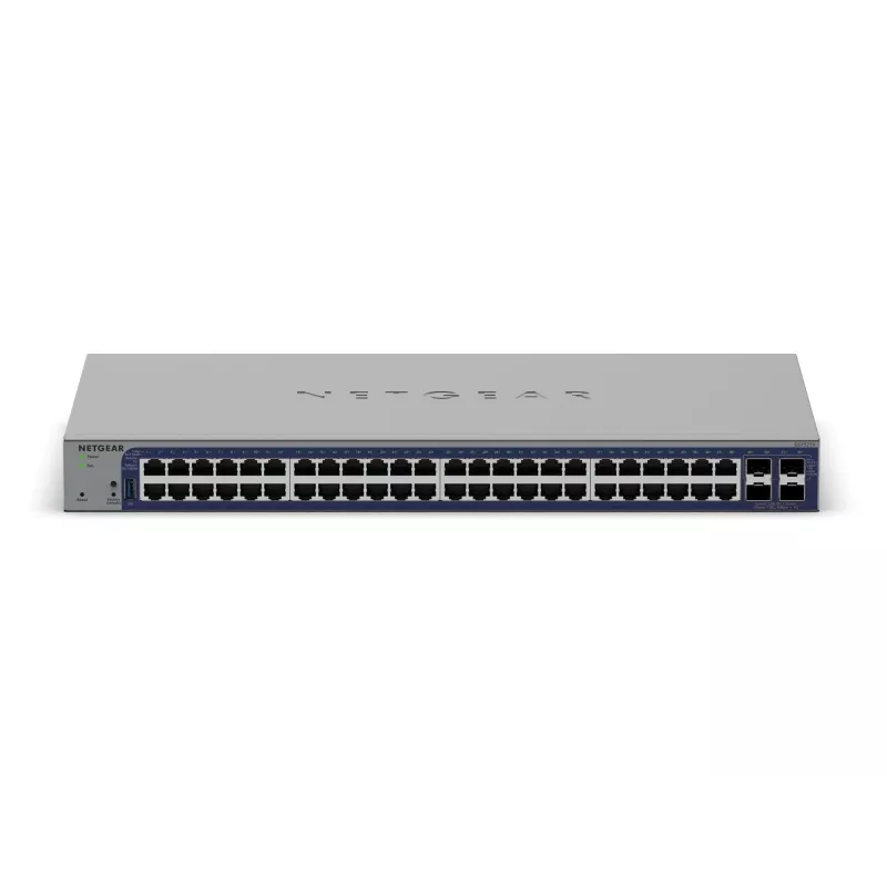 Pārvaldāms Gigabit Ethernet slēdzis Netgear GS752TX, 48x RJ-45 10/100/1000, 10G atbalsts, 1U statīvs, pelēks