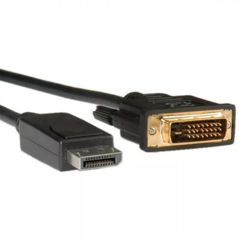 ROLINE - Video kabelis - DisplayPort (V) - DVI-D (V) - 1 m (DisplayPort 1.1) - Rokas skrūves - Melns (11.04.5771)