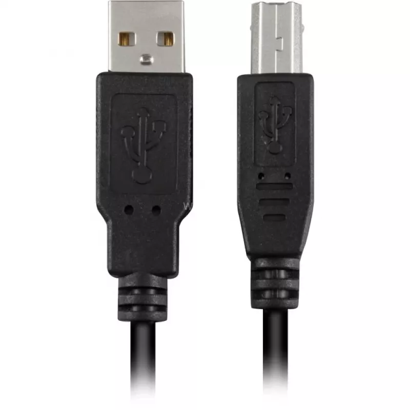 USB 2.0 kabelis, USB-A spraudnis > USB-B spraudnis (melns, 2,0 metri)