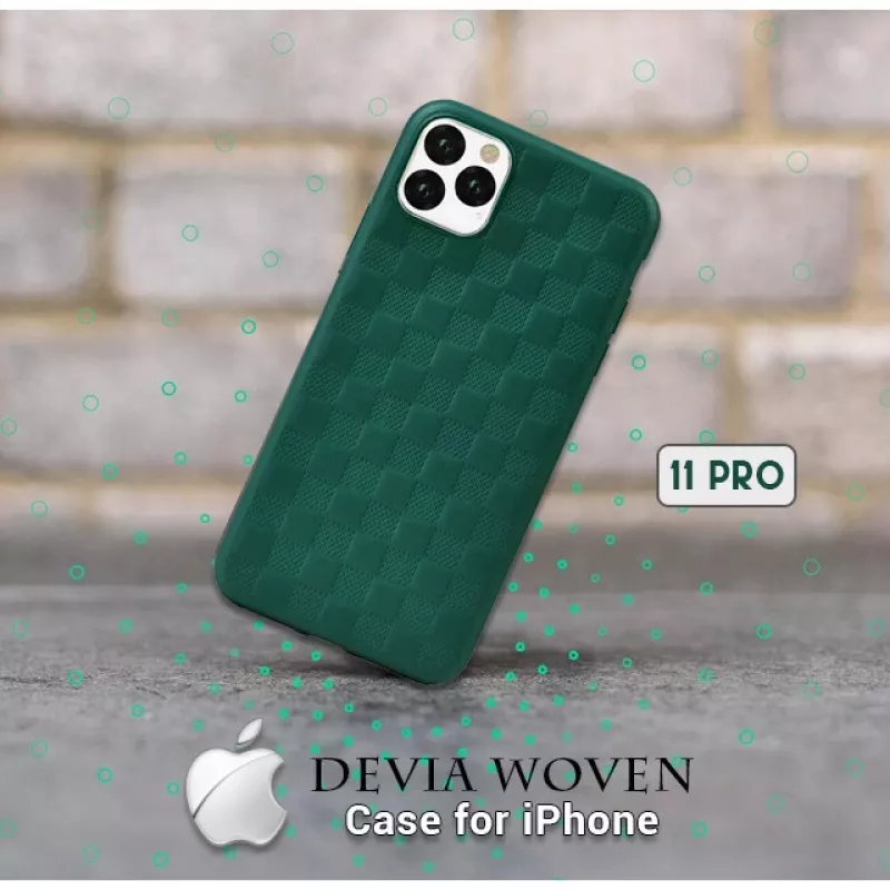 Aizsargājošs mīksts maciņš Devia Woven2 iPhone 11 Pro, zaļš
