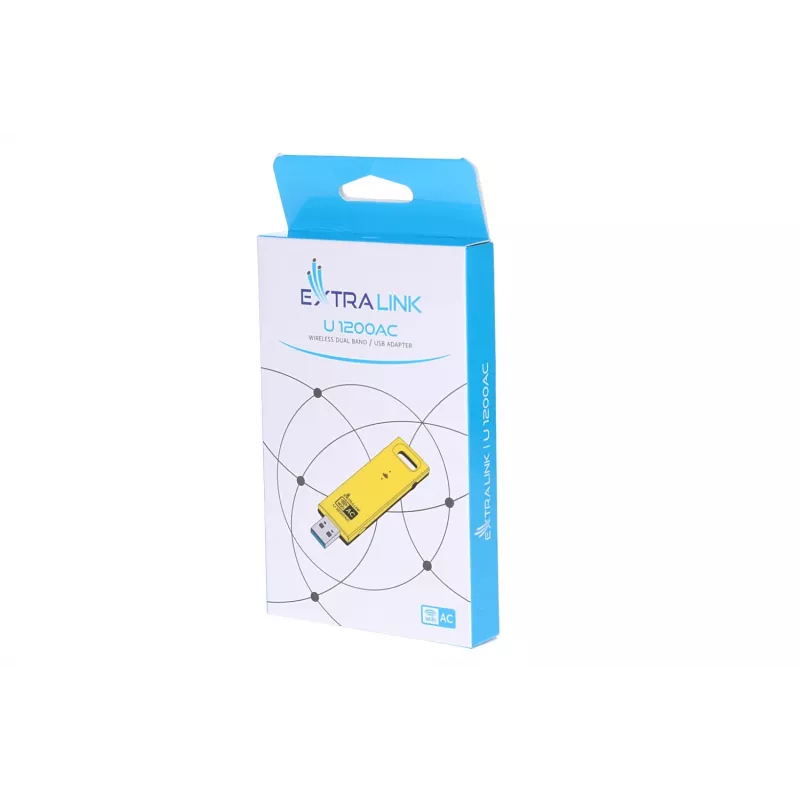 Bezvadu USB adapteris Extralink U1200AC AC1200 Dual Band, dzeltens plastmasas