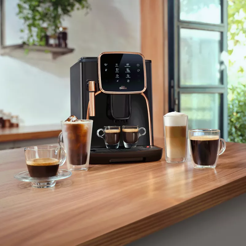 Okka Espresso Pro, pilnībā automātiska, melna/bronza, 1450 W