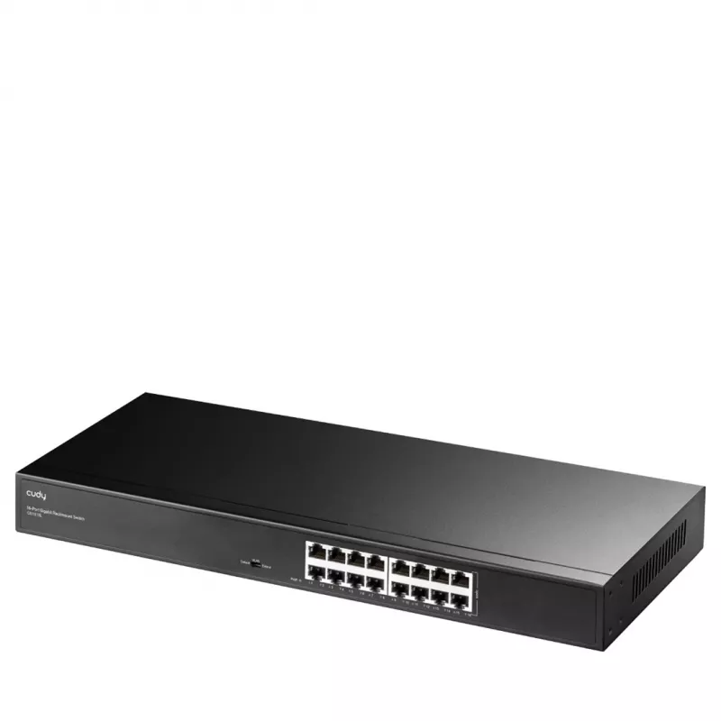 Tīkla slēdzis Cudy GS1016L — 16 portu Gigabit Ethernet (10/100/1000), 32 Gbit/s komutācija, uzstādāms statnē