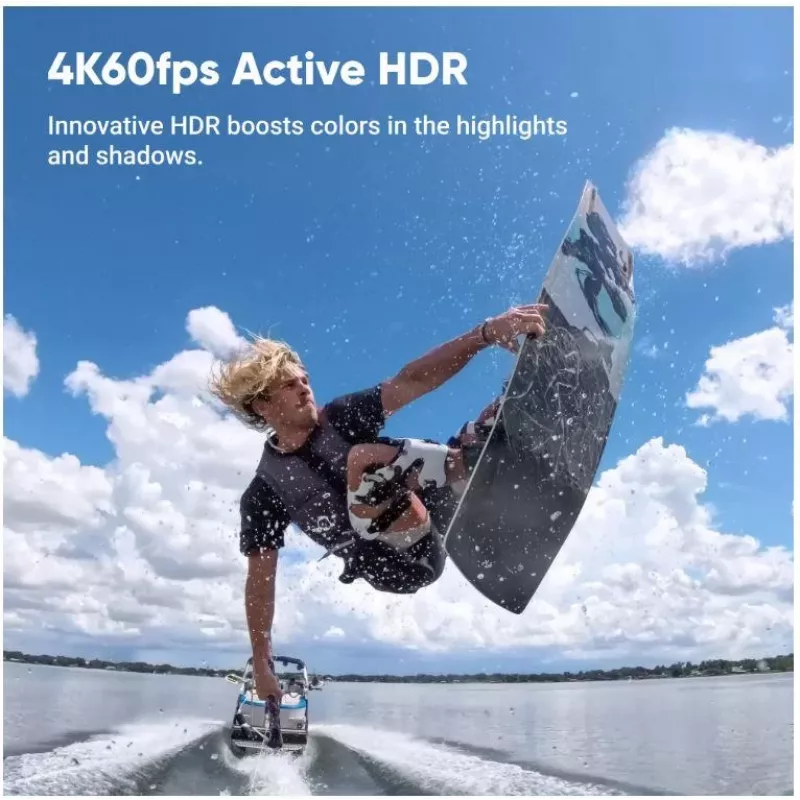 Action sports kamera Insta360 Ace Pro 2 — 50 MP, 8K Ultra HD (7680×3272), 1/1,3 collu sensors, līdz 240 kadriem/s, iebūvēts displejs, Wi‑Fi, MicroSD, 177,7 g, Melna