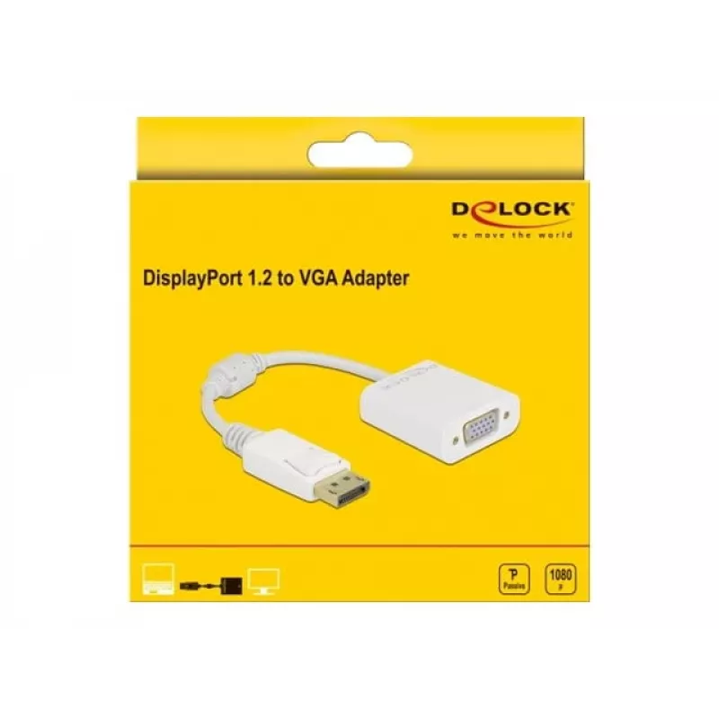 Adapteris DisplayPort 1.2 vīrišķais – VGA sievišķais DeLOCK 61007