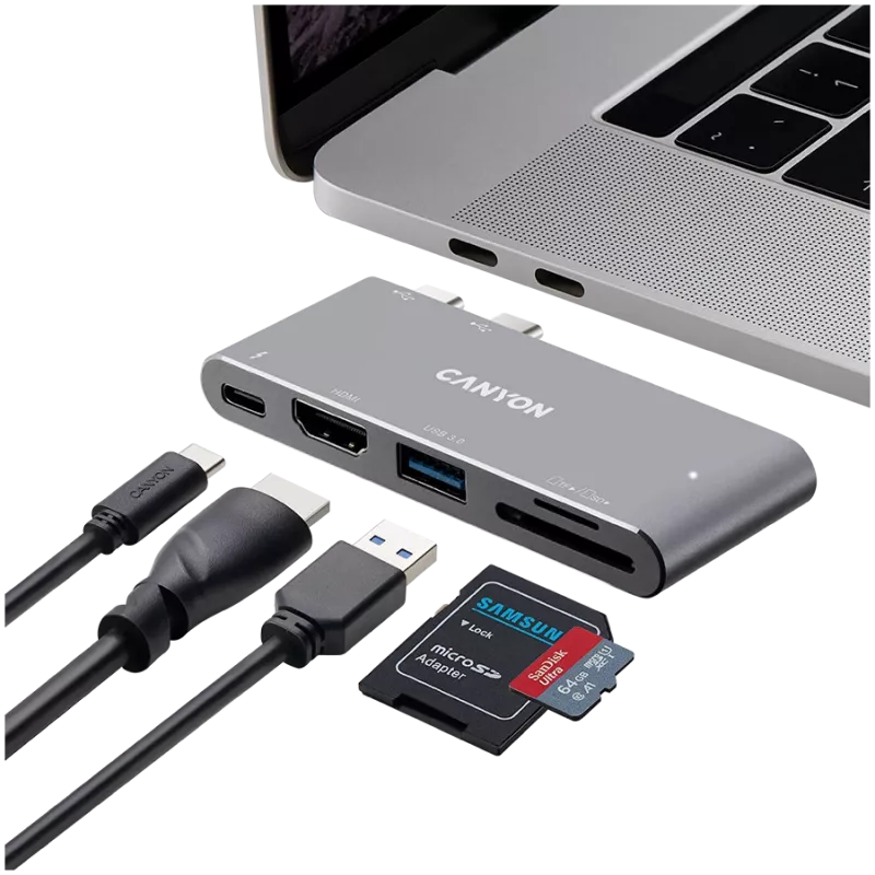 CANYON centrmezgls DS-5 5in1 Thunderbolt 3 4k Space Grey
